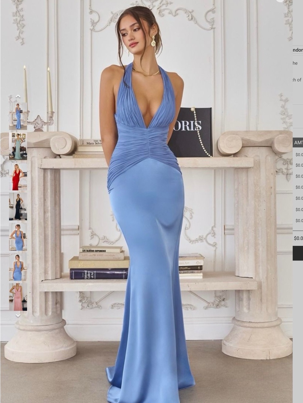 Light Blue Halter Ruched Prom Dress - Picture 5 of 5